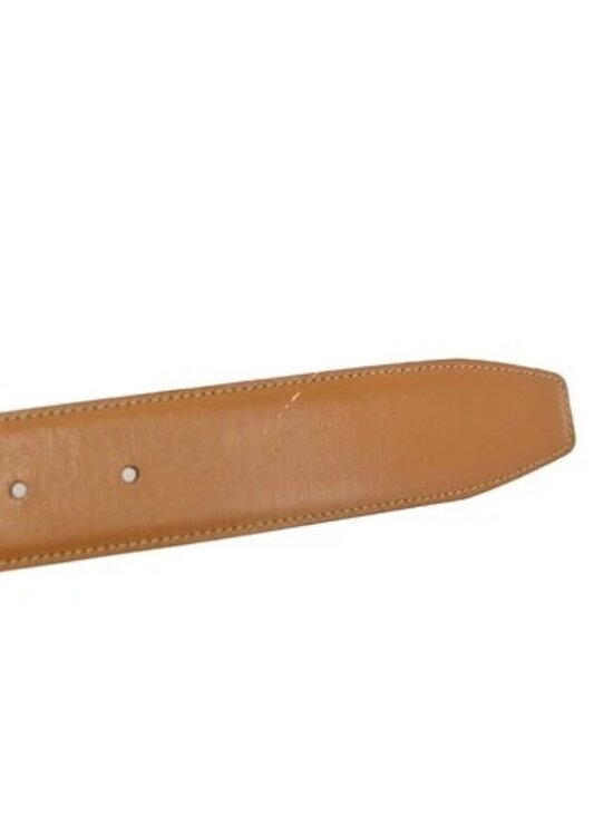 GUCCI G Logo Belt 70/28 Leather Brown Blue GHW Italy 66KC646 main image 4